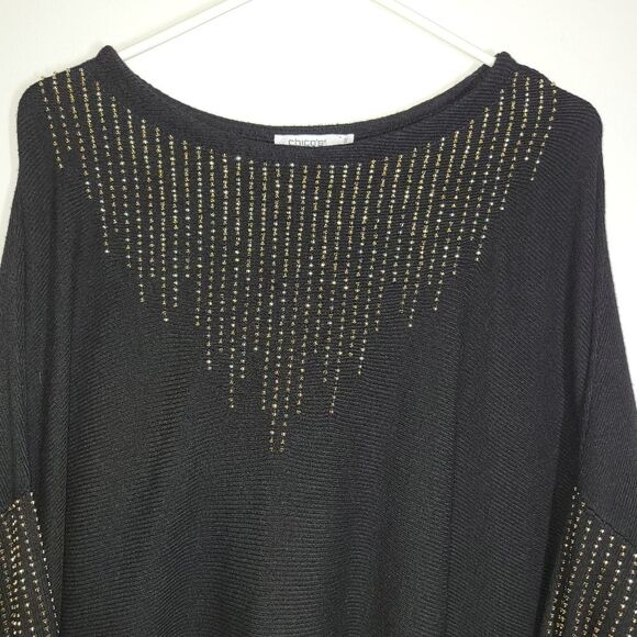 Chicos Black Gold Beaded Cashmere Blend Sweater S/M - Picture 4 of 13